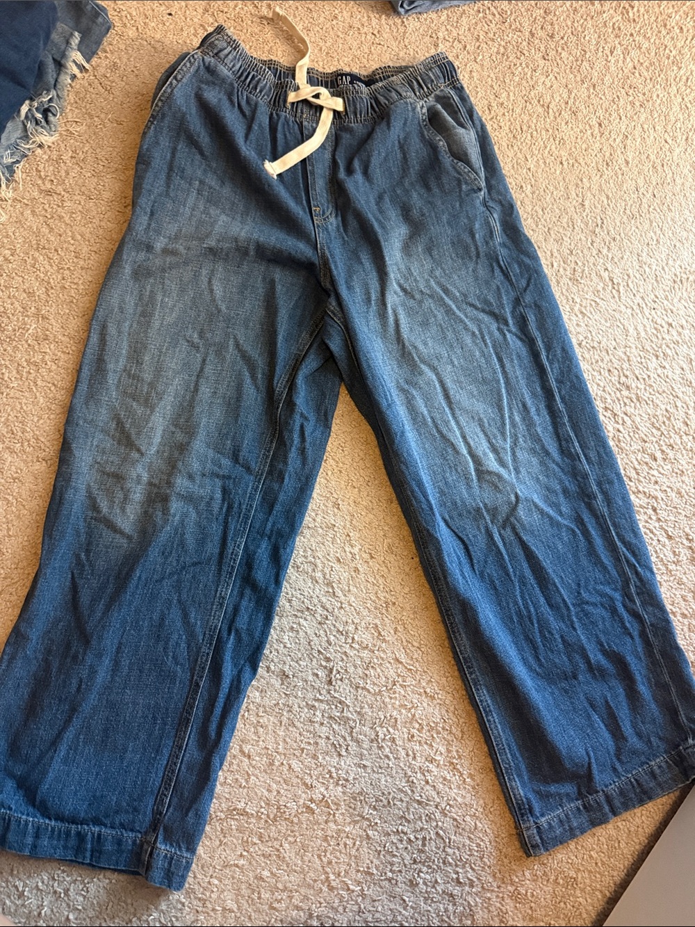 GAP Wide-Leg Drawstring Jeans - Blue